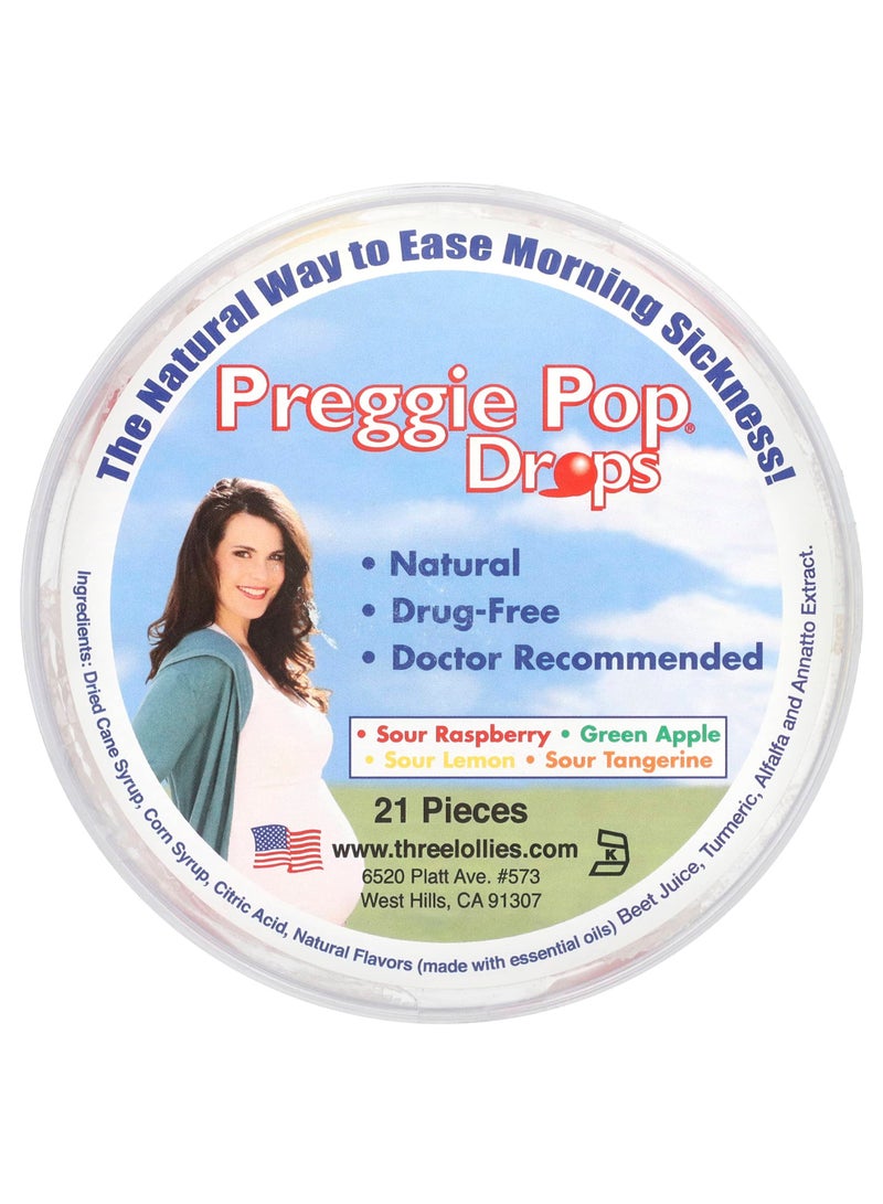 Preggie Pop Drops, Sour Fruits, 21 Pieces